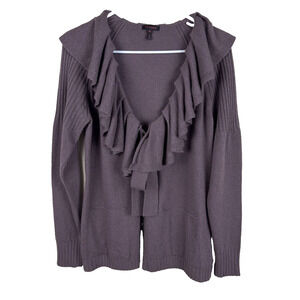 Escada Womens Wool Blend Ruffle V-Neck Cardigan Sz 36 US Sz S Made in Italy